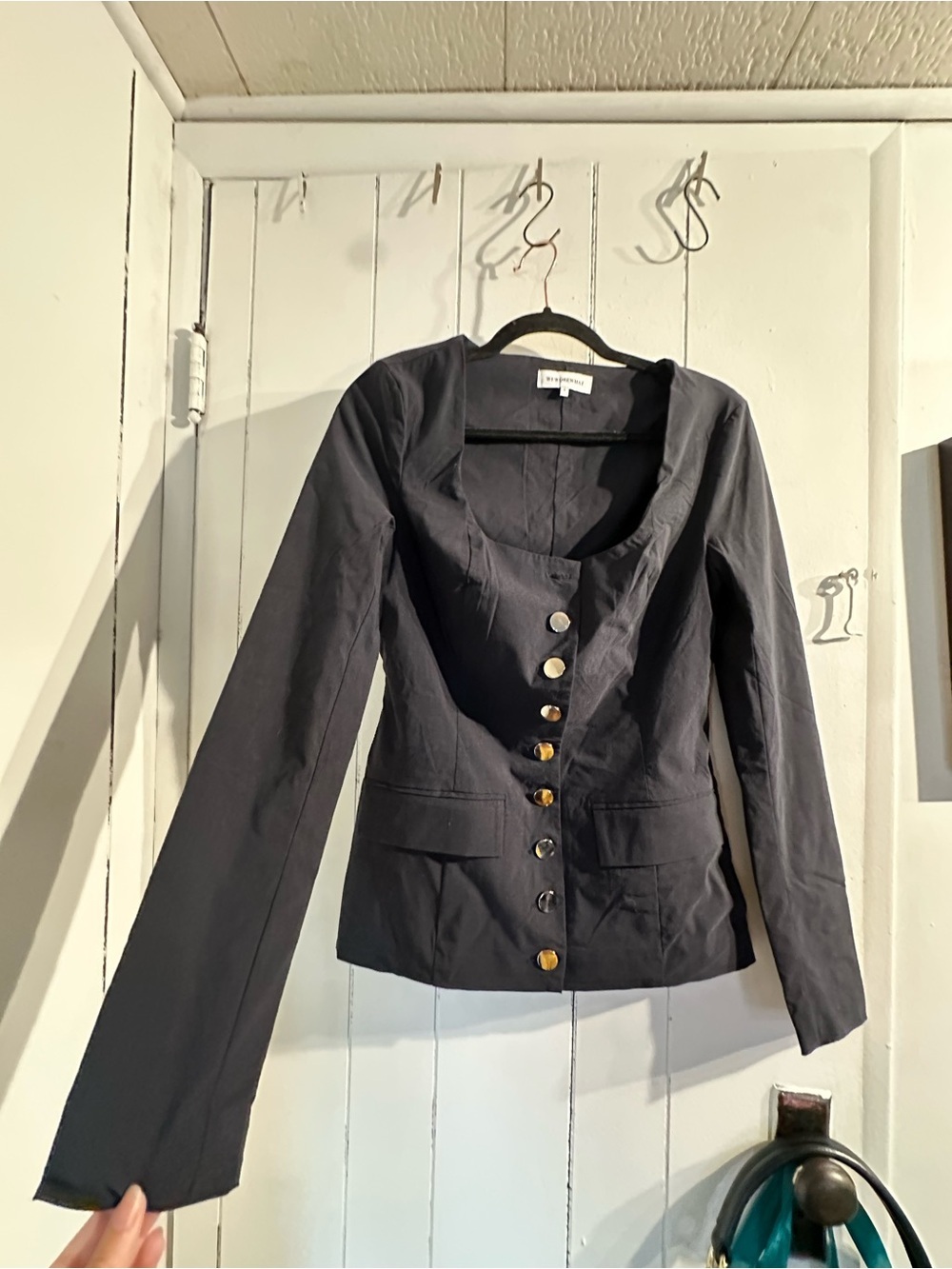 WE WORE WHAT Classic Black Women’s Button-Front Blazer Jacket Top